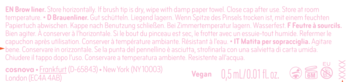 Faded, multi-language label with 'Oil Brow Cream' instructions, volume 0.5ml, and 'Vegan' text.