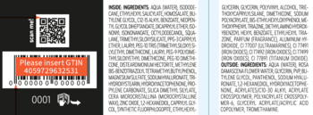Tył bazy Catrice Flawless Fusion C010, czarne opakowanie z kodem QR, GTIN 4059729632531 i składnikami.