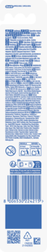 Tył opakowania Oral-B Szczoteczka manual Dual Clean. Białe tło z niebieskim tekstem, kodem kreskowym i ikonami recyklingu.