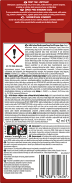 Tył bordowego opakowania odświeżacza powietrza 42 ml z kodem kreskowym i ostrzeżeniami.