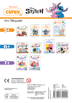 Plakat Disney UCZY CYFRY. Książki dla 5+, 6+, 7+ do nauki cyfr i liczenia, z Lilo i Stitchem.