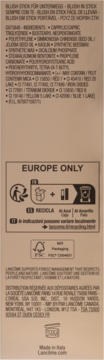 Tył opakowania różu w sztyfcie Teint Idole Shape Stick, z listą składników i symbolami recyklingu.