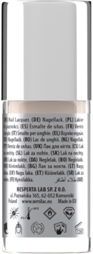 Tył opakowania Semilac Plant Keratin Sticky Base, lakier do paznokci z etykietą, symbolami ostrzegawczymi i kontaktem producenta.
