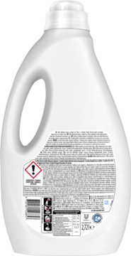Tył białej butelki żelu Coccolino Color 2.72L na 68 prań, z rączką i etykietą ze składem i ostrzeżeniami.