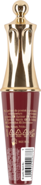 Tył burgundowego Eyeliner do powiek z ozdobną złotą nakrętką, widoczne napisy i kod kreskowy.