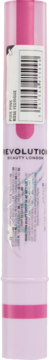 Kremowy różowy sztyft do makijażu Revolution Beauty London, widok z tyłu z kodem kreskowym.