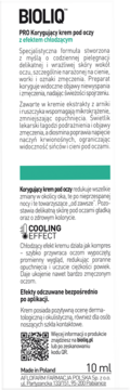 BIOLIQ PRO Korygujący krem pod oczy, białe opakowanie 10 ml z efektem chłodzącym, widok z przodu.