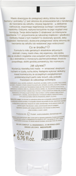 Biała tuba masła do ciała antycellulitowego 200ml, widok z tyłu z pełną listą składników i opisem.