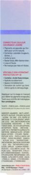 Tył opakowania kremu korygującego SPF 30, odcień porcelanowy, z francuskim opisem i składem. Made in Korea.