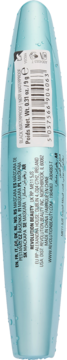 Tył wodoodpornego tuszu Revolution Big Splash Aqua Blue, 9g, z kodem kreskowym i informacjami.