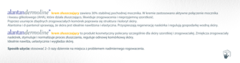 Zrzut ekranu z opisem kremu złuszczającego Alantan Dermoline z 30% mocznikiem i kwasem glikolowym.