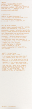 Sleep Calm Pillow Mist, tył opakowania z polską i angielską listą składników oraz ostrzeżeniami bezpieczeństwa.