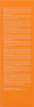Tył pomarańczowego opakowania Hanskin Cleansing Foam z kwasem BHA, widoczny wielojęzyczny opis i instrukcje.