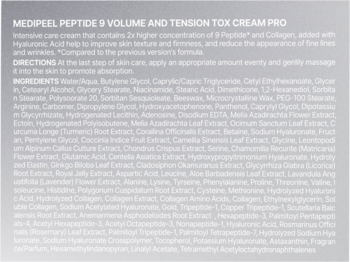 Medi-Peel PEPTIDE 9 Volume and Tension Tox Cream Pro, tył opakowania z listą składników INCI.