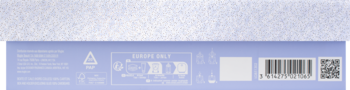 Spód jasnoniebieskiego opakowania zestawu Thierry Mugler Alien, z kodem kreskowym, QR i symbolami recyklingu.