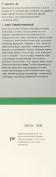 Zdjęcie ulotki z szczegółowym opisem działania dermokosmetyku Tołpa, wyszczuplającego i ujędrniającego.