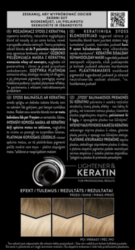 Tył opakowania rozjaśniacza Syoss Lightener & Keratin, opis działania, składników i efektów na włosach.