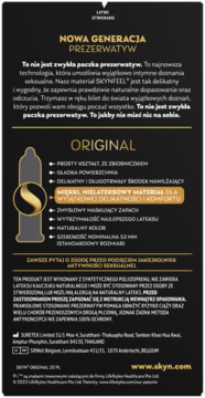 SKYN Original  ,prezerwatywy, nielateksowe,tył