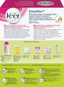 Veet EasyWax Natural Inspirations elektryczny system do depilacji, pełny zestaw z podgrzewaczem i akcesoriami.
