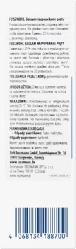 Tył opakowania balsamu Fusswohl na popękane pięty, biała etykieta z polskim opisem i kodem kreskowym.