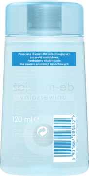 Tył butelki Ziaja uniwersalnego płynu do demakijażu 120 ml, z tekstem o braku zapachu i kodem kreskowym.