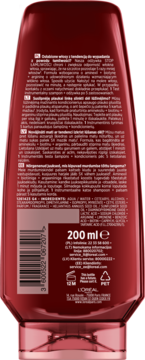 Ciemnoczerwona odżywka Elseve Full Resist Stop Łamliwości 200ml, tył butelki z czytelną etykietą.