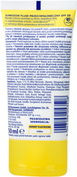 SUNOZON ,fluid przeciwsłoneczny, matujący, SPF 50,tył