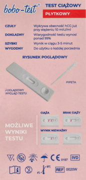 BOBO-TEST ,test ciążowy płytkowy, jednorazowego użytku,tył