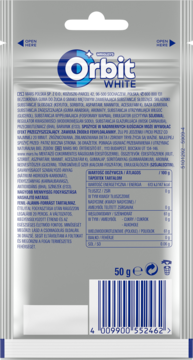 WRIGLEY'S ORBIT White Freshmint,guma do żucia, w drażetkach, o smaku miętowym, bez cukru,tył