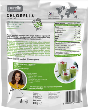 CHLORELLA ,naturalna alga słodkowodna w proszku,tył