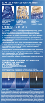 Panel Schwarzkopf Live 095 Elektryczny Błękit: 1 produkt, 2 efekty błękitu na blond i brąz włosach.