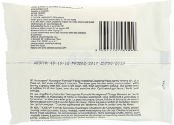 NEUTROGENA Formuła Norweska ,nawilżające chusteczki do oczyszczania twarzy,tył