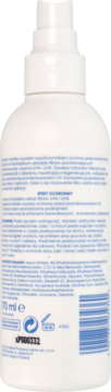 Tył białego sprayu do ciała Ziaja Sopot Sun SPF 50, z etykietą pełną składników i kodem kreskowym, pojemność 70ml.