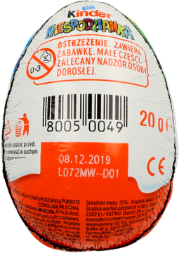 KINDER Niespodzianka ,słodkie jajko z niespodzianką,tył