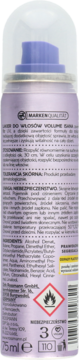 Tył fioletowego lakieru Isana Volume 75ml z etykietą, widocznym składem i ostrzeżeniami.