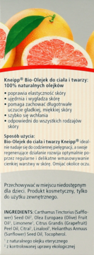 KNEIPP ,bio-olejek do ciała, 100% naturalnych olejków,tył