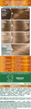 Garnier Nutrisse Creme: efekty koloryzacji włosów, od brązu do jasnego beżu, bogaty długotrwały kolor. Widok zbliżony.