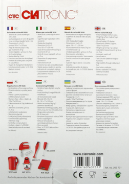 CLATRONIC ,waga kuchenna, KW 3626, czerwona,tył