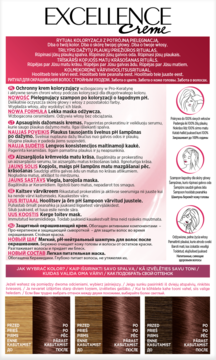 Instrukcja L'Oréal Excellence Creme farby do włosów: rytuał koloryzacji i pielęgnacji. Widać odcienie brązu.