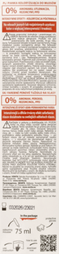 Tył opakowania pianki Venita Trendy Color, koloryzacja półtrwała, 0% amoniaku, 75 ml, tekst PL/SK.