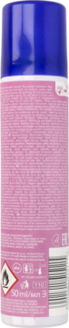 Tył opakowania różowego sprayu do włosów Venita 1-Day Color Pink World z niebieską nakrętką, symbolami i tekstem.
