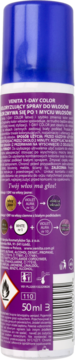 Tył fioletowego koloryzującego sprayu do włosów Venita 1-Day Color 50ml z polskimi etykietami.