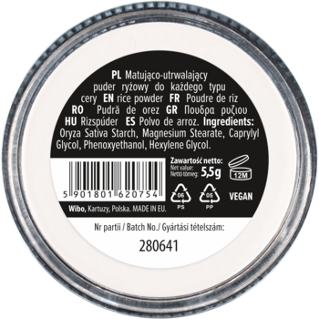 WIBO Rice Powder ,puder do twarzy, matujący, utrwalający,tył