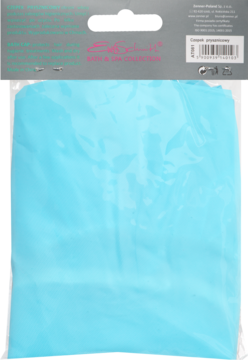 Błękitny czepek prysznicowy Ever Bloom z kolekcji Bath & Spa, złożony w przezroczystym opakowaniu, widok z tyłu.