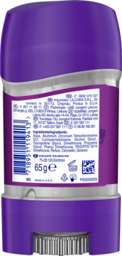 Tył fioletowego antyperspirantu Lady Speed Stick Breath Of Freshness 65g, z listą składników i kodem.