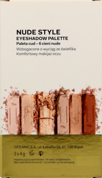 AA WINGS OF COLOR ,paleta cieni do powiek, Nude Style Eyeshadow Palette,tył