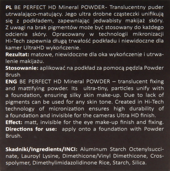 LORIGINE ,translucentny puder utrwalająco- matujący,tył