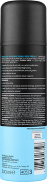 Tył opakowania pianki do golenia Isana Men Fresh, czarno-niebieska puszka z listą składników.