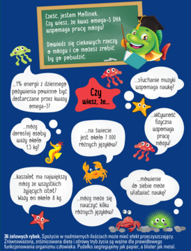 MÖLLER'S Omega-3 Rybki ,żelki o smaku malinowym, suplement diety,tył