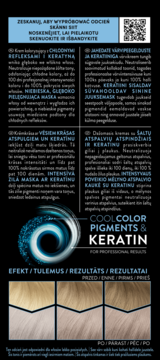 Syoss 12_59 Chłodny Platynowy Blond maska z keratyną, czarne opakowanie z logo i próbkami włosów przed/po.